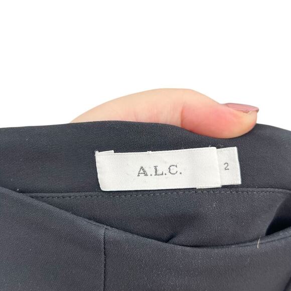 ALC A.L.C Marley Pants Trouser Wide Leg High Rise Crop Pleat Drape Black Size 2 - Picture 8 of 10